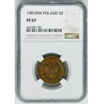 5 złotych 1981 - NGC PF67 - LUSTRZANKA