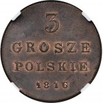 3 groschen Warsaw 1816 IB NOVODEL - NGC MS65 BN - VERY RARE