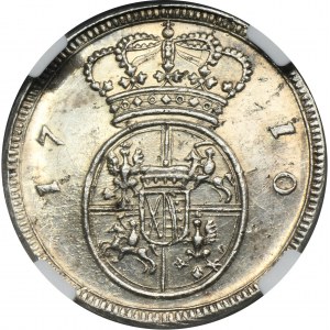 PROBE IN SILVER, Augustus II the Strong, Ducat Dresden 1710 - NGC MS61 - EXTREMELY RARE - ex. Potocki