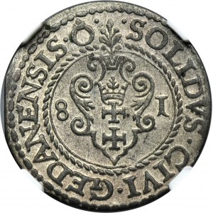 Stephen Bathory, Schilling Danzig 1581 - NGC AU55