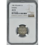 Stephen Bathory, Schilling Danzig 1581 - NGC AU55