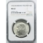 Hlava ženy, 10 zlotých Varšava 1932 - NGC MS62