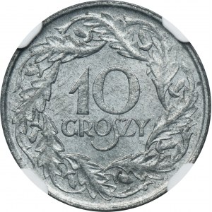 German Occupation, 10 groszy 1923 - NGC MS64