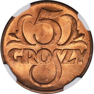 5 groszy 1938 - NGC MS64 RD