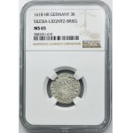 Sliezsko, Legnicko-Brzesko-Wołowskie, Jan Chrystian a Jerzy Rudolf, 3 Krajcary Złoty Stok 1618 HR - NGC MS65