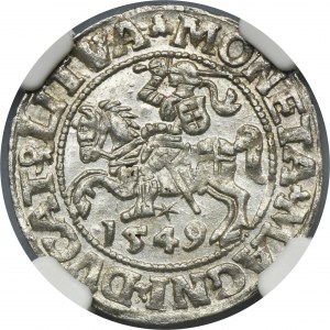 Zikmund II Augustus, půlpenny Vilnius 1549 - NGC MS64 - LI/LITVA