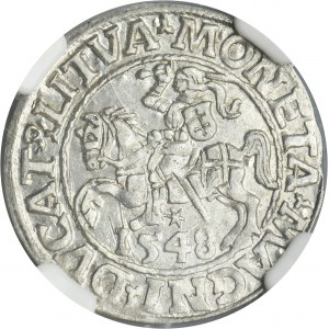Sigismund II August, 1/2 Groschen Vilnius 1548 - NGC MS63 - LI/LITVA