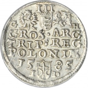 Stefan Batory, Trojak Olkusz 1585 - PCGS AU58 - RZADKI, G-H od Eagle and Pogo