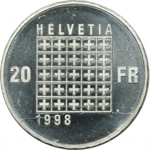 Švajčiarsko, 20 frankov Bern 1998 B - 150. výročie ústavy