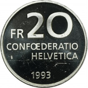 Švajčiarsko, 20 frankov Bern 1993 B - Paracelsus