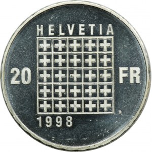 Švajčiarsko, 20 frankov Bern 1998 B - Helvétska republika