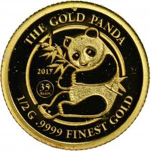 Cookove ostrovy, Alžbeta II, 5 USD 2017 - 35. výročie Zlatej pandy