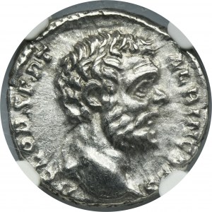 Roman Imperial, Clodius Albinus, Denarius - NGC Ch XF