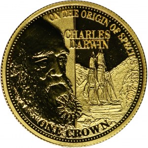 Tristan da Cunha, Elizabeth II, 1 Crown 2009 - Charles Darwin