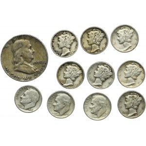 Sada, USA, 1 cent a 1/2 dolára (11 kusov).