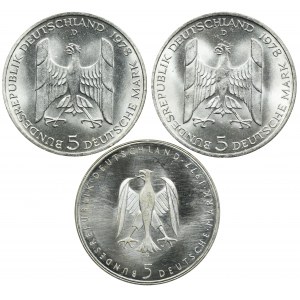 Set, Germany, FRG, 5 Mark (3 pcs.)