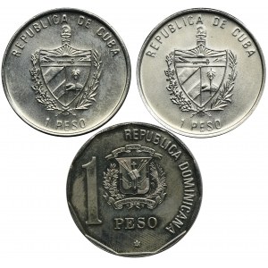 Set, Cuba and Dominican Republic, 1 Pesos (3 pcs.)