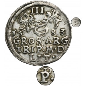 Stephen Bathory, 3 Groschen Vilnius 1583 - double letter P