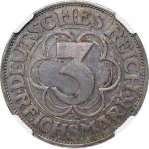 Německo, Výmarská republika, 3 marky 1927 - Nordhausen - NGC PF64+