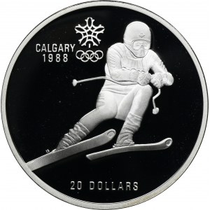 Kanada, Elizabeth II, 1 dolár Ottawa 1985 - Calgary 1988, alpské lyžovanie