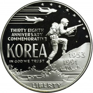 USA, 1 Dollar Philadelphia 1991 P - 38th Anniversary of the Korean War