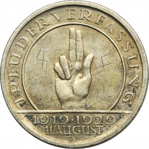 Germany, Weimar Republic, 5 Mark Berlin 1929 A - Weimar Oath