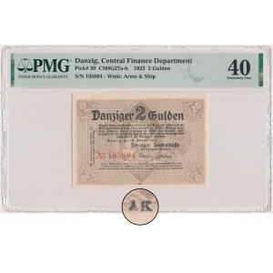 Danzig, 2 Gulden 1923 - October - AK initials - PMG 40