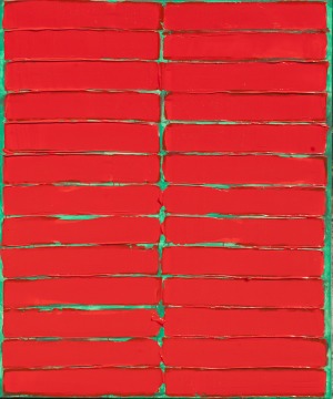 Jacek Mirczak, Czerwona kompozycja na zielonym tle, 2017