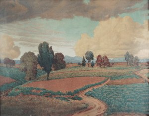 Josef Johann BEYER (1861-1933), Pejzaż z burzowymi chmurami, 1914