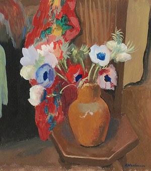 Abraham WEINBAUM (1890-1943), Bukiet anemonów na stoliku