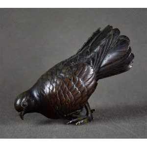 Okimono „Ptak”, brąz, Japonia, epoka Meiji, XIX/XX w.