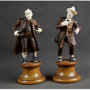 Dwie figurki „Kloszardzi”, drewno, kość, ok. 1880 r. Niemcy;