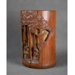 Pojemnik na pędzle, bambus rzeźbiony, Chiny XIX/XX w.