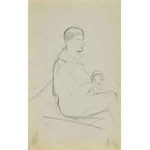 Stanisław ŻURAWSKI (1889-1976), Szkic siedzącego mężczyzny trzymającego laskę