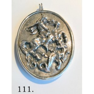 Srebrny medalion z wizerunkiem św.Jerzego