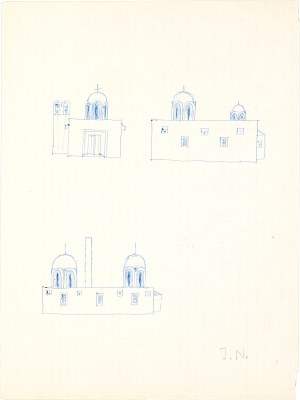 Jerzy Nowosielski (1923-2011), Szkice architektury sakralnej - praca dwustronna