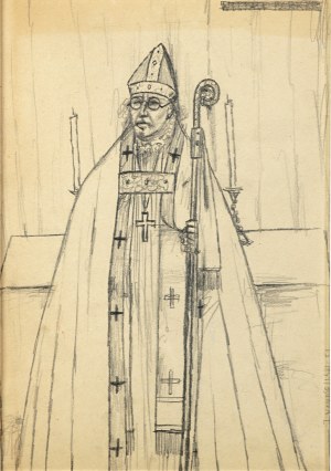 Jerzy Nowosielski (1923-2011), Portret arcybiskupa Andrzeja Szeptyckiego - praca dwustronna, 1951