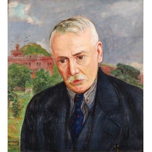 Wlastimil Hofman (1881-1970), Portret mężczyzny na tle kopca Kościuszki, lata 30-te XX w.