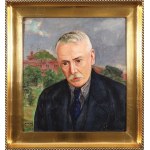 Wlastimil Hofman (1881-1970), Portret mężczyzny na tle kopca Kościuszki, lata 30-te XX w.