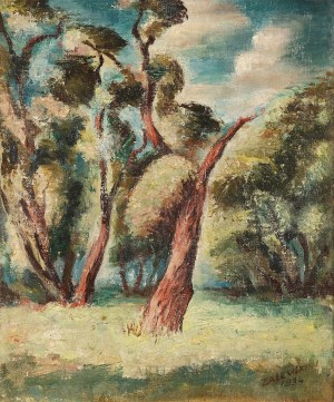 Stanisław Zalewski (1896-1958), Pejzaż z drzewami, 1934
