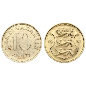 Estonia 10 Senti 1931 Obverse: National arms divide date. Reverse: Denomination. Edge Description: Plain. Nickel-Bronze...