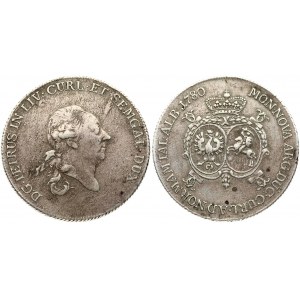 Latvia Courland 1 Thaler 1780 Mitau. Peter Biron(1769-1795). Obverse: Head right. Obverse Legend...