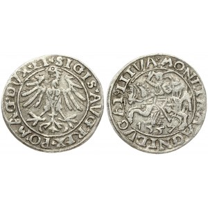 Lithuania 1/2 Grosz 1557 Vilnius. Sigismund II Augustus (1545-1572). Obverse Lettering: SIGIS AVG REX PO MAG DVX LI...