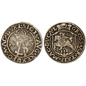 Lithuania 3 Groszy 1563 Vilnius. Sigismund II Augustus (1545-1572) - Lithuanian coins Vilnius; variety Knight in shield...