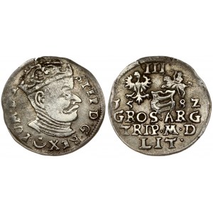 Lithuania 3 Groszy 1582 Vilnius. Stephen Bathory(1576–1586). Obverse: Crowned bust right. Reverse: Value; divided date...