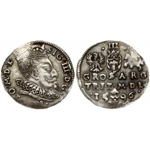 Lithuania 3 Groszy 1596 Vilnius. Sigismund III Vasa (1587-1632) Obverse: Crowned bust right. Reverse: Value...