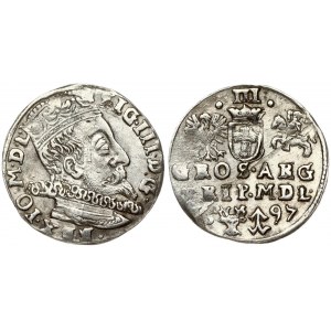 Lithuania 3 Groszy 1597 Vilnius. Sigismund III Vasa (1587-1632) Obverse: Crowned bust right. Reverse: Value...