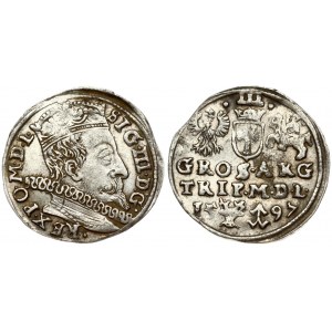 Lithuania 3 Groszy 1597 Vilnius. Sigismund III Vasa (1587-1632) Obverse: Crowned bust right. Reverse: Value...