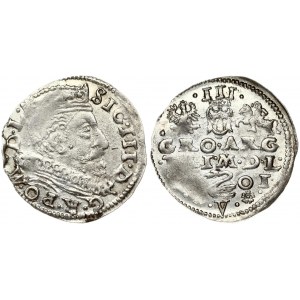 Lithuania 3 Groszy 1601 Vilnius. Sigismund III Vasa (1587-1632) Obverse: Crowned bust right. Reverse: Value...