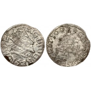 Lithuania 1 Grosz 1607 Vilnius. Sigismund III Vasa (1587-1632). Obverse: Crowned bust right. Reverse...